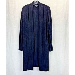 Barefoot Dreams CozyChic Lite Long Cardigan Black Petite Large NWOT‎